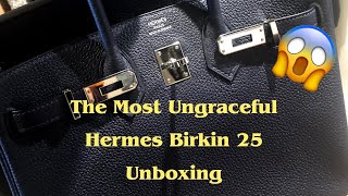 The Most Ungraceful Hermes Birkin 25 Unboxing 🍑