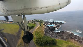 [4K] TURBULENT APPROACH! SATA Air Açores Dash 8-200 ✈ Landing Horta