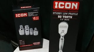 ICON Professional Socket Adapter Set + New ICON Professional  3/8" Stubby Low Profile Ratchet🌎✌😁