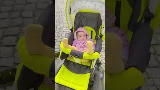 This is how she is seating on stroller 🤣🤣 #funnybaby #babyshorts