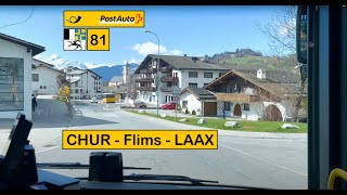 [4K] 🇨🇭 Cab Ride: POSTAUTO GRAUBÜNDEN | 81: Chur → Flims → Laax | MAN Lion's City 12 C Hybrid