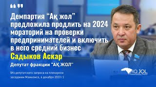 “Ақ жол” просит продлить на 2024 мораторий на проверку бизнеса и включить в него средний бизнес