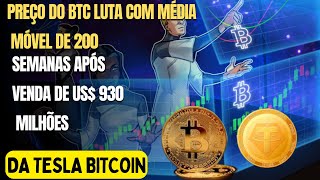 Preço do BTC luta com média móvel de 200 semanas após venda de US$ 930 milhões da Tesla Bitcoin