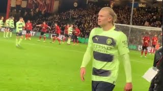 Erling Haaland substitution reaction after Man City vs Bournemouth 💙😶🤔