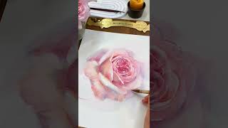 Watercolor Rose Painting Process on my channel#watercolortutorial #watercolorpainting