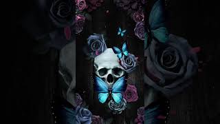 Black skull desolate retro silent butterfly