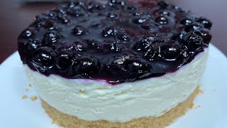 No Bake Blueberry Cheesecake (No Oven, No mixer needed)