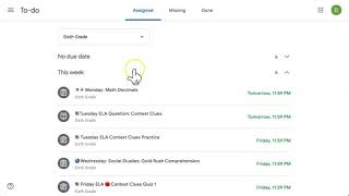 Google Classroom: To-do