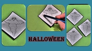 DIY HALLOWEEN DRAWING GHOST; GEIST, SCHNELL UND EINFACH, QUICK AND EASY CRAFTS, IDEAS