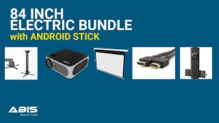 84" Electric Projector Screen & Projector Bundle with Android TV Stick for Home - Complete Set