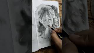 Portrait drawing in Charcoal | Draw in