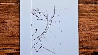 Easy anime half face drawing || How to draw anime step by step || Easy anime drawing for beginners