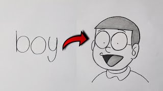 How to Draw Nobita from Doraemon | Pencil Sketch Drawing| | Boy dots drawing