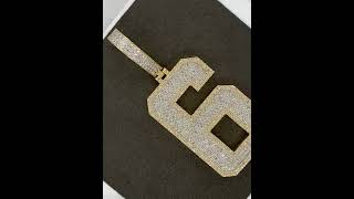 Iced Out Block Number Pendant 06 - 10k diamond pendant