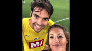 Ricardo Kaka receive a yellow card and takes a selfie with the referee