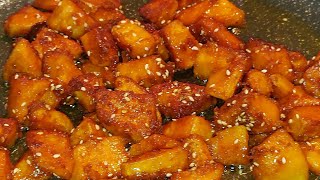 (PART 1.) 🌙 🍠 SWEET POTATO 🍠 WITH BROWN SUGAR AND SESAME SEEDS 🧈 😋 ALMOST DONE 👍 👌 😃