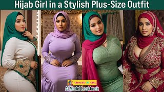 Hijab Girl in a Stylish Plus-Size Outfit | Virtual Influencer Fashion Photoshoot: Model Look Book