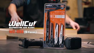 WellCut 8-Piece Reciprocating Saw Blades for Wood & Metal | Compatible with Bosch, DeWalt, Makita