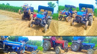 #tractor - Powertrac Euro loading soil in Powertrac and Massey Ferguson old using by land leveller