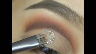 Eyeshadow Make Up   Silver Glitter and Copper Brown 1