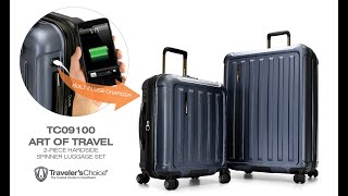 Art of Travel Expandable Hardside Spinner Luggage Set with iTRAVEL™ Smart USB Charge Port Carry-on