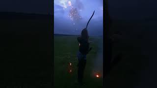 Archery with firecracker, fireworks. #shorts #archery #bogenschießen #traditionalarchery