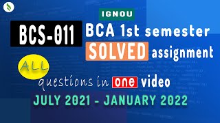 BCS011 IGNOU BCS011 BCA 1st Semester Solved Assignment | Ignou Solved Assignment 2021 |