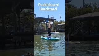 Rita demo-ing how to do headstand safely on a paddle board. #supyoga #paddleboard #yoga