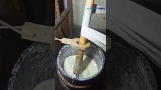 Traditional Butter Making Process in Ladakh #ladakh #butter #milk #traditional #lehladakh #woodenpot