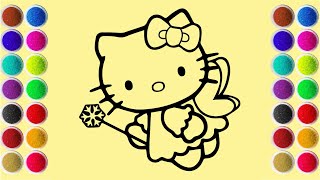 Coloring Hello Kitty Fairy Carrying a Magic Wand Colorful Using Colored Sand | Sand Painting