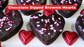 Chocolate Dipped Brownie Hearts