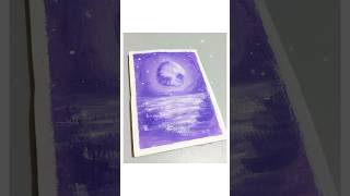 Simple Moonlight on the Sea painting🌕💜#shorts #satisfyingart