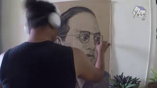 Portrait painting Demonstratoin -Dr BR Ambedkar #by #yoganand