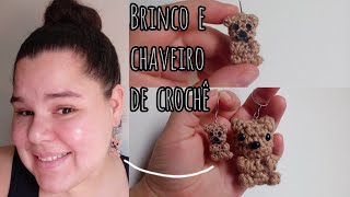 Brinco de crochê mini urso amigurumi (Chaveiro também)