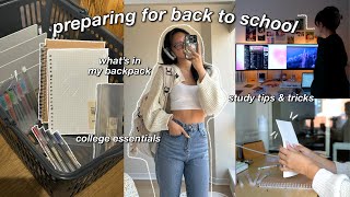 PREPARING FOR BACK TO SCHOOL 🖇 shopping for ESSENTIALS, whats in my college backpack & study tips