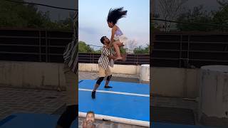 ♥️Wait for ghost jump😊👄 #gymnast#acrobatics #action #stunt #flip#couplegoals❤️ #viralshort #backflip