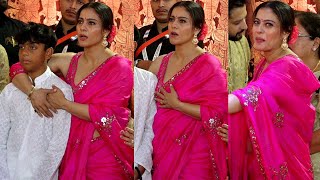 Aye Hayee..🔥❤ Kajol Looks Perfect Indian Bombshell Chic In Gulabi Saree With Son Yug At Durga Puja