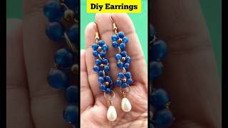 Diy Long Flower Chain Earrings  #shorts#diyearrings#pearlearrings #handmadeearrings #jewellerymaking