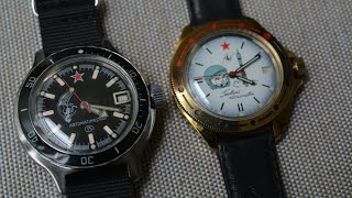 Review of Ostwok Komandirskie Gagarin and Vostok Amphibia Titanium Tereshkova watch.