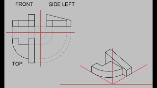 How to Construct an Isometric View of an Object based on its Projections - Example 1