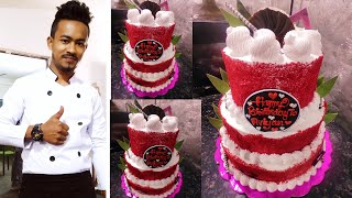 Red velvet Cake/ Red Velvet Step Cake Design/Red Velvet Step Cake Decorations Ideas #cake #making