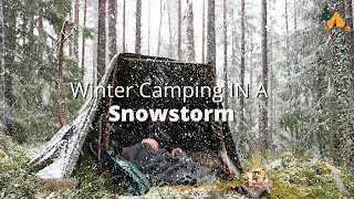 Bushcraft Winter Overnight - Shelter In Windy Snowy Conditions