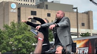 Triple H and Pat Mcafee spit water together!! WWE Summerslam Press Conference