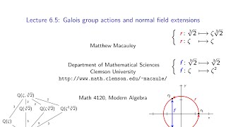 Visual Group Theory, Lecture 6.5: Galois group actions and normal field extensions