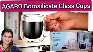 Agaro Elite Double Wall Glass Cups | Super Light Weight | Borosilicate Glass Cups