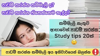 කම්මැලි නැතුව ආසාවෙන් පාඩම් කරන්න ක්‍රම 20ක්😲✨| STUDY TIPS