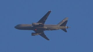 KC-46 Pegasus flying by at dusk