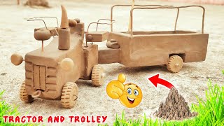 DIY how to make a tractor and trolley with clay | DIY tractor and tali | DIY tractor | DIY trolley 🚜