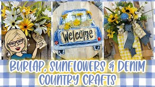 💙🌻 Country Crafts using Burlap, Sunflowers & Denim 💙🌻