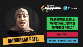 Ammaarah Patel - BAE Systems - Finalist for The BAME Apprenticeship Awards 2021